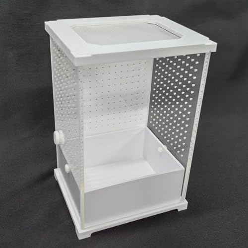 Acrylic Tank, Praying Mantis Enclosure, 12x12x12 Inches Clear Terrarium with Ventilation Mesh, Reptile Habitat, Cage with Secure Lid, Enclosure for Small Reptiles and Spiders - size: Small
