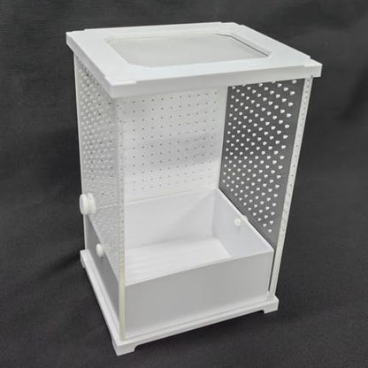 Acrylic Tank, Praying Mantis Enclosure, 12x12x12 Inches Clear Terrarium with Ventilation Mesh, Reptile Habitat, Cage with Secure Lid, Enclosure for Small Reptiles and Spiders - size: Small