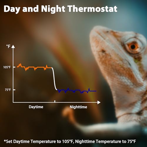 Reptile Dimming Thermostat, Adjustable Day and Night Temperature, Thermostat for Reptile Heat Lamp Heat Pad, PID Temperature Controller, Memory Function, ℉/℃ (Model: PT02A)