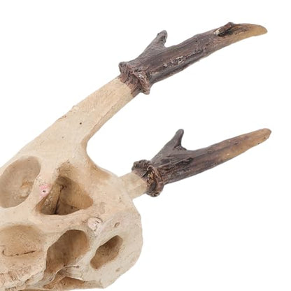 Reptile Skull Hideout Resin Decoration Medium Deer Skull Cave for Terrarium Habitat Suitable for Lizards Geckos Snakes and Turtles