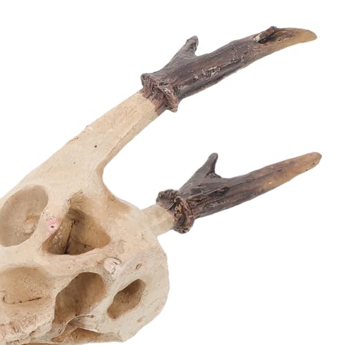 ABOOFAN Reptile Terrarium Skull Hideout Resin Deer Skull Decoration Medium Size Turtle Tank Accessory Snake Habitat Shelter for Lizards Geckos Amphibians