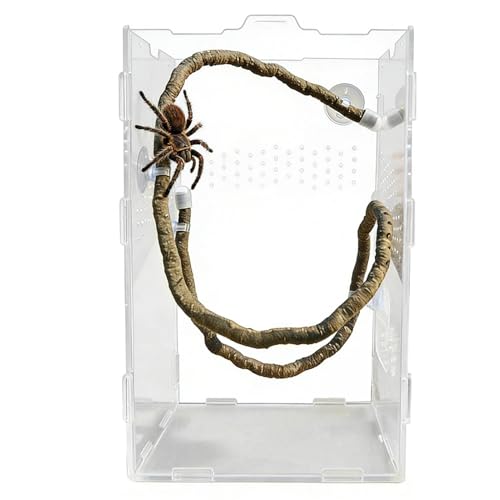 Artificial Reptile Climbing Vine, Bendable Jungle Branch Decor, Terrarium Habitat Accessories, Secure Suction Cup Vines, Tank Greenery for Reptiles - size: Brown