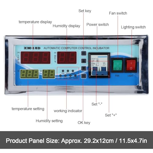 110V Egg Incubator Controller, XM-18D Digital Automatic Temperature Humidity Control Thermostat with Sensor Probe for Homebrew Incubator Greenhouse