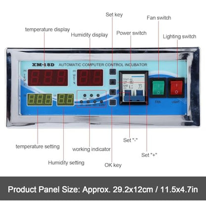110V Egg Incubator Controller, XM-18D Digital Automatic Temperature Humidity Control Thermostat with Sensor Probe for Homebrew Incubator Greenhouse