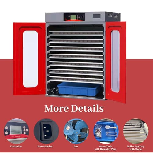 1000-Egg Commercial Incubator with 360° Auto Turning, Digital Temperature & Humidity Control, Large Poultry Hatcher for Chicken, Duck, Goose, Quail & Bird Eggs