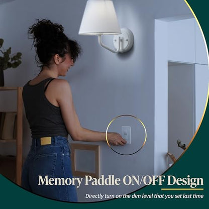 TOPGREENER Kalide Dimmer Paddle Light Switch, LED Slide Dimmer Switch, Full Range Dimming, Single Pole/3-Way, Dimmable 300W LED/CFL Lights, Neutral Wire Not Required, Wall Plate Included, White,1 Pack - color: White, size: Single Pole & 3 Way