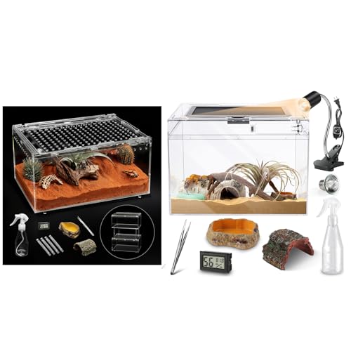 PC Small Reptile Terrarium Starter Kit,Magnetic Jumping Spider Enclosure