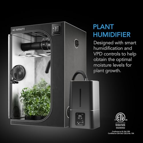 AC Infinity CLOUDFORGE T7, Plant Humidifier 15L with VPD Humidity Controls, 10-Level Precision Vaporizer, Extendable Hose, Targeting Pipe, and No-Leak Seal for Grow Tents - size: 15 L