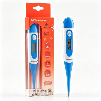 Digital Pet Thermometer for Accurate Fever Detection, Suitable for Cats/Dogs/Horse/Veterinarian, Waterproof Pet Thermometer, Fast and Accurate Measurements in 20 Seconds (Blue) - color: blue