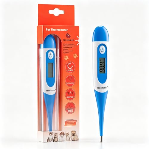 Digital Pet Thermometer for Accurate Fever Detection, Suitable for Cats/Dogs/Horse/Veterinarian, Waterproof Pet Thermometer, Fast and Accurate Measurements in 20 Seconds (Blue) - color: blue