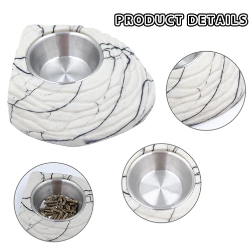 Bearded Dragon Tank Accessories, Resin Food & Water Bowl with Ramp, Reptile Water Dish, Habitat Tank Accessories for Bearded Dragon, Tortoise, Hermit Crab and Other Small Reptile