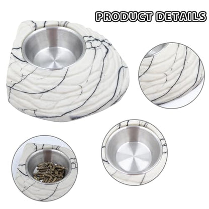 Bearded Dragon Tank Accessories, Resin Food & Water Bowl with Ramp, Reptile Water Dish, Habitat Tank Accessories for Bearded Dragon, Tortoise, Hermit Crab and Other Small Reptile