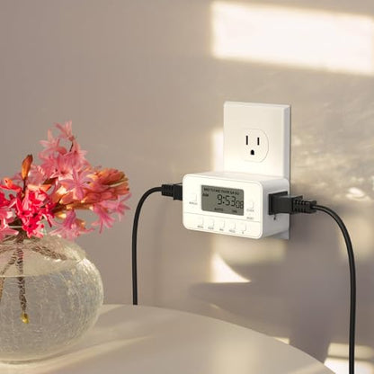 BN-LINK 7-Day Heavy Duty Digital Timer with Dual Outlet, LCD Display, 3-Prong Programmable Design, for Lights, Fans, Coffee Machine, Home, Kitchen, Office, Indoor Use, 125V 15A 1875W, 1 Pack - color: 7 Day,2 Outlet, 1-pack