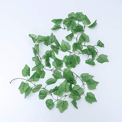 Reptile Plastic Plants Terrarium Decor Hanging Silk Leaves,Artificial Lifelike Vines Decorations for Bearded Dragons,Lizards,Geckos,Snake Breeding Box and Fish Tank (2 Strands)