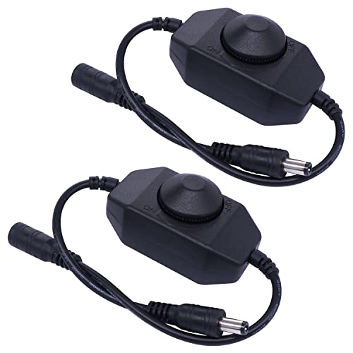 weideer 2Pcs DC12V-24V LED Strip Lights Dimmer Switch PWM Rotary Dimmer Controller Inline Dimmer Switch for LED String Lights Christmas Lights Black K-018-BK - color: Black