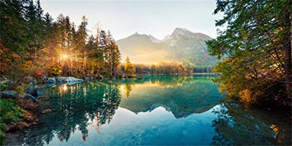 AWERT 24x12 inches Nature Landscape Aquarium Background River Mountain Autumn Scenery Fish Tank Background Vinyl Background - size: 24x12in/60x30cm