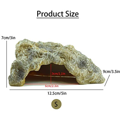 OMEM Reptile Rock Hide Cave Large Right-Angle Hideout Breeding Box Shelter Terrarium Habitat Decor (Small) - size: Small