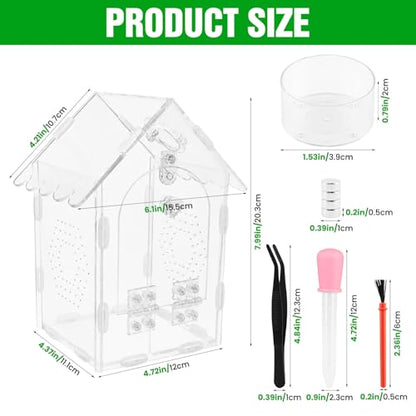 Jumping Spider Enclosure Kit, Clear Acrylic Reptile Enclosure Bug Habitat, Terrarium for Tarantulas, Mantis,Hermit Crabs,Snail(5" X 4" X 8")