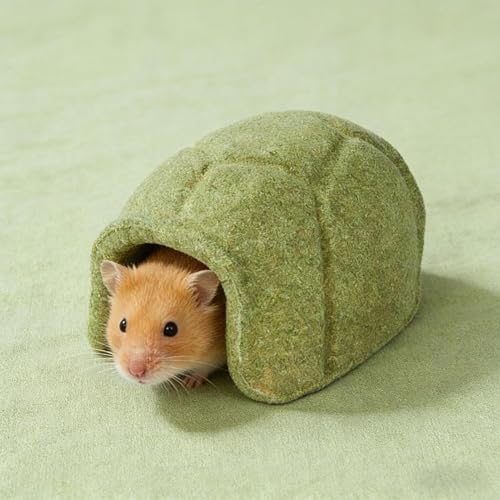 Natural Hamster Chew Toys, Turtle Shell Shape Hideaway, 5x4 Inches Wooden House with Safe Material, Eco Friendly Small Animal Shelter, Pet Cage Accessory Fun Design, Chewing Toy for Gerbil Chinchilla
