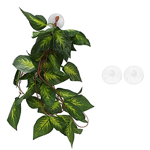 Wnvivi Reptile Simulation Plant,Artificial Vines Plants Reptile Terrarium Decoration,Simulated Fake Leaves with Suction Cup for Reptile Habitat Decor(A7) - color: A7