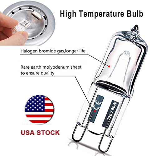 Vinaco G9 Bulb, 10 Pack G9 Halogen Bulb 60 Watt, High Output 720LM JD G9 120V 60W G9 Light Bulb Dimmable Long Lasting Lifespan, CRI100 & 2800K Warm White, G9/bi-pin Light Bulbs for Chandelier Lights - style: 60W- 10 Pack