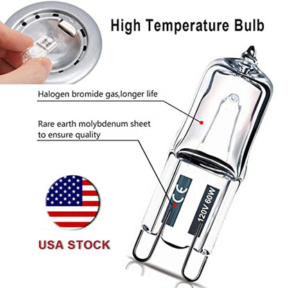 Vinaco G9 Bulb, 10 Pack G9 Halogen Bulb 60 Watt, High Output 720LM JD G9 120V 60W G9 Light Bulb Dimmable Long Lasting Lifespan, CRI100 & 2800K Warm White, G9/bi-pin Light Bulbs for Chandelier Lights - style: 60W- 10 Pack