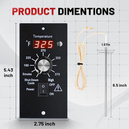 Thermostat Controller Replacement Compatible for Traeger Wood Pellet Grills, BBQ Grill Digital Controller Board, Control Panel Thermometer with RTD Temperature Sensor