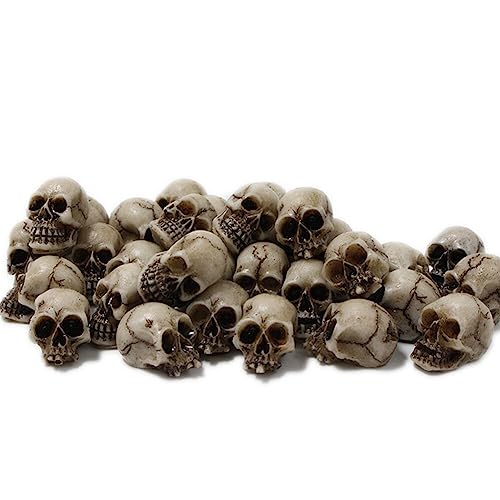 Eforcase 20PCS Miniature Skulls Heads Halloween Figurines Skeleton Skull Statues Ornament Halloween Prank Props Halloween Trick Toy Favors Crafts, Decoration for Desktop, Halloween and Easter