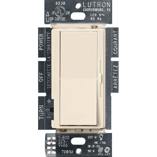 Lutron Diva LED+ Dimmer Light Switch for Dimmable LED, Halogen, and Incandescent Bulbs, 150 Watt, Single-Pole or 3-Way, DVCL-153P-LA, Light Almond - color: Light Almond, size: 1 Pack, style: Diva Dimmer