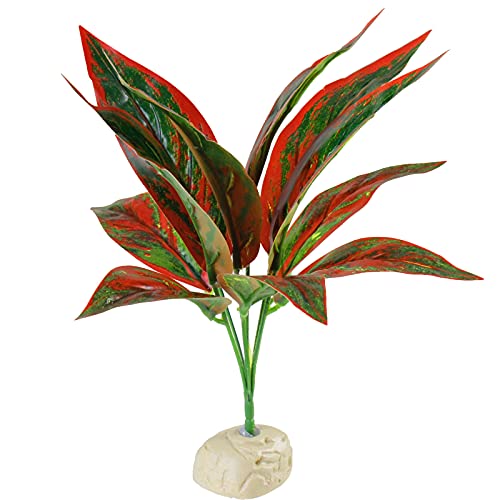 AQUANEAT Terrarium Plant, Fake Reptile Plant for Amphibian Habitat, 10 inch Tall Red - size: 1pc
