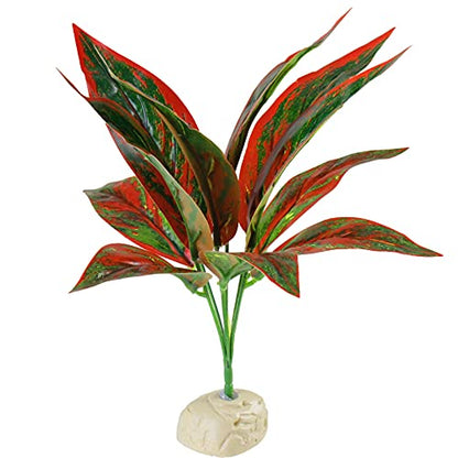 AQUANEAT Terrarium Plant, Fake Reptile Plant for Amphibian Habitat, 10 inch Tall Red - size: 1pc