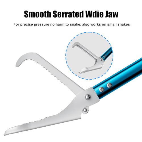 60" Snake Tongs, Professional Aluminum Alloy Standard Reptile Grabber Rattle Snake Catcher Wide Jaw Handling Tool