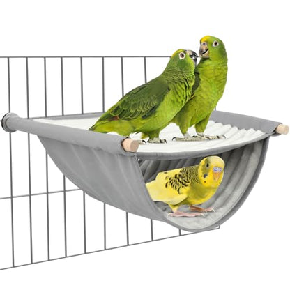BWOGUE Winter Warm Bird Nest Bed Hanging Hammock Snuggle Hut Parrot House Tent Toy Bird Cage Perch for Parakeet Budgies Cockatiels Lovebird Cockatoo Finch Hamster Chinchilla Guinea Pig(Large, Grey) - color: Grey, size: Large (13.56"x9.2")