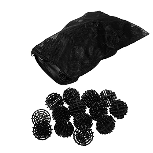 HQRP 50 pcs Bio Balls Filter Media 1.5 Inch - Large Bio Ball for Aquarium, Pond, Waterfall, Fountain Filter Media in Mesh Bag with Zipper - size: 50 pcs