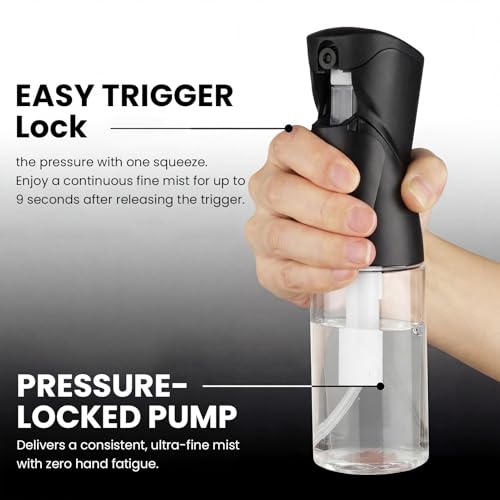 1 Pack 8.5oz Continuous Spray Bottle for Hair Styling & Plants - Fine Mist Sprayer Refillable Empty Water Dispenser for Cleaning, Ironing, Watercolor & Pet Care - Black - style: A-black 1PCS