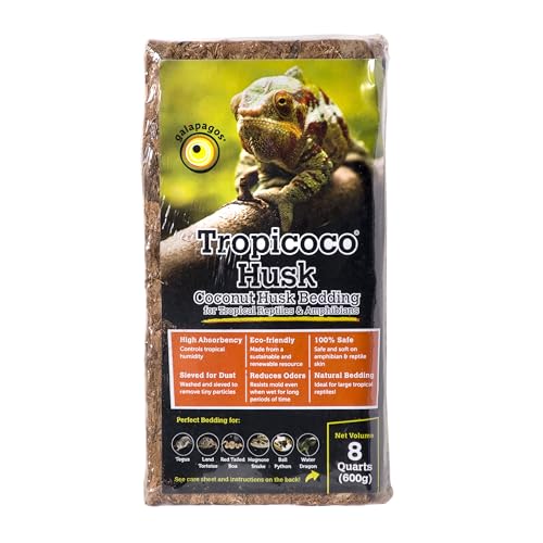 Galápagos (05020) Tropicoco® Husk Bedding for Reptiles, Amphibians, & Terrariums High Absorbency, Eco-Friendly, Dust-Free Perfect for Water Dragons, Tortoises, Snakes, & More, 8QT Compressed Brick - size: 8 QT Compressed Brick