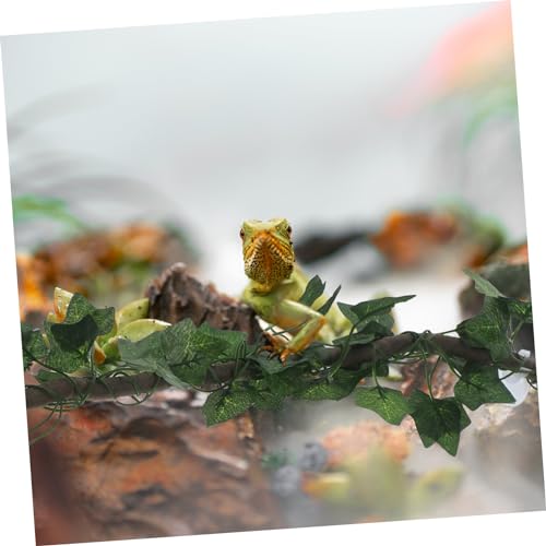 COLLBATH Jungle Vines Artificial Leaf Decor for Reptile Habitats Flexible Vines with Cups and Leaf for Lizards Frogs Snakes and More Green