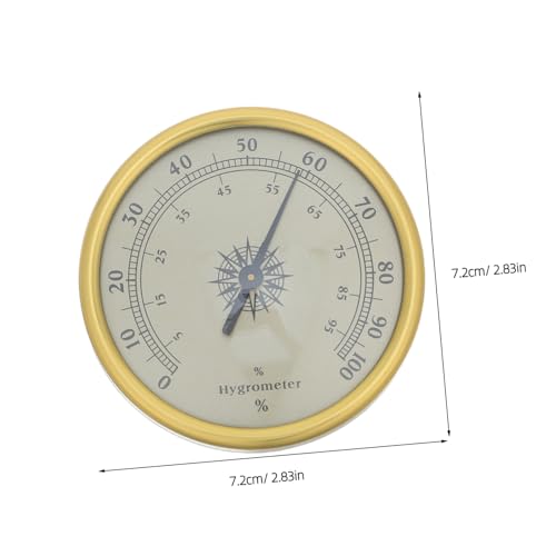 Analog Hygrometer 72mm Round Gold Humidity Gauge 2% rh Resolution Mechanical Indoor Wall Mount for Terrarium Cigar Humidor Sauna