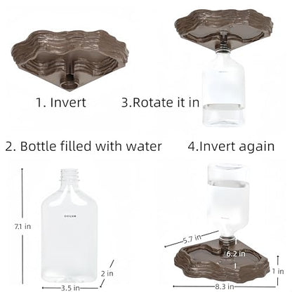 17oz Terrarium Tank Reptile Food Feeders Bowl, Water Feeder Automatic Water Dispenser Waterer Feeding Accessories, for Geckos Lizards Turtle Bearded Dragons (Brown) - color: Brown