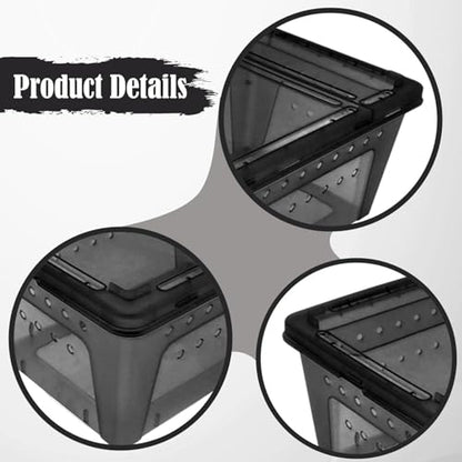 Reptile Terrarium Breeding Box Animal Habitat Tank Aquarium Container Acrylic Enclosure Thickened PP Material Stackable Pull Out Lid Suitable for, Black - color: Black