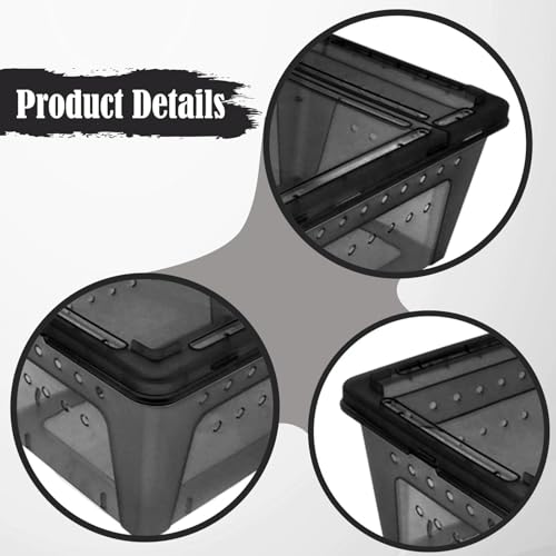 Reptile Terrarium, 12.8 x 8.9 x 5.9 in Stackable PP Breeding Box, Double Opening for Small Reptiles and Amphibians, Black - color: Black