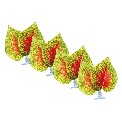 PRETYZOOM 4pcs Aquarium Decoration Artificial Purple Perilla Leaf Plant with Suction Cups Fish Tank Supplies Climbing Pet Fake Plants for Reptile Terrariums and Aquarium Landscaping