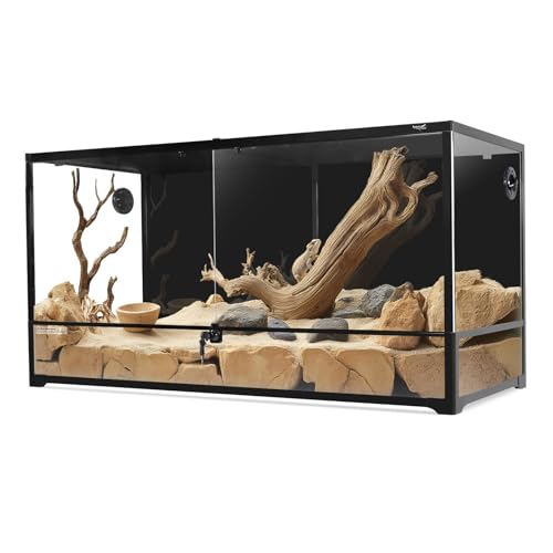 Glass Reptile Terrarium 18" x 18"x 36"Front Opening Chameleon Cage ull View Glass Terrarium Tank with Double Hinge Door for Reptiles Amphibians, Bearded Dragon Gecko Lizard Snake
