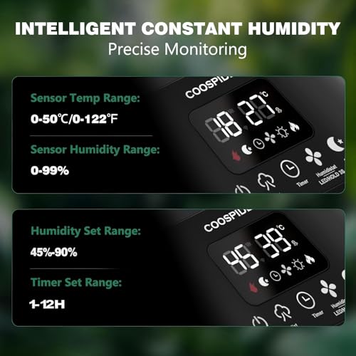 COOSPIDER 5L Reptile Fogger Humidifier, Automatic Humidifiers for Reptiles Tank, Terrarium Humidifiers with Timer and Humidity Control, Reptile Misting System for Reptiles Amphibians Herps Vivarium