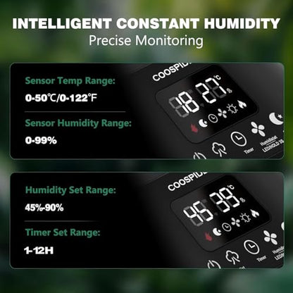 COOSPIDER 5L Reptile Fogger Humidifier, Automatic Humidifiers for Reptiles Tank, Terrarium Humidifiers with Timer and Humidity Control, Reptile Misting System for Reptiles Amphibians Herps Vivarium