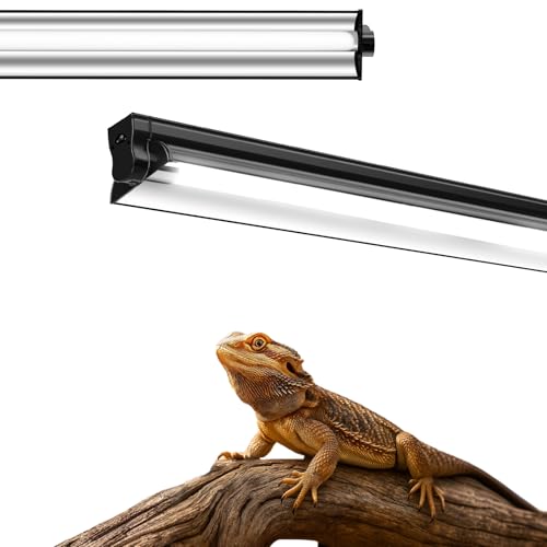 T5 UVB Reptile Light Kit, 39W T5 Reptile Light Fixture with UVB 10.0 Fluorescent Bulb, 35 in Terrarium Hood Light Fixture, Ideal for Tropical and Desert Habitats Reptile - size: 34 In