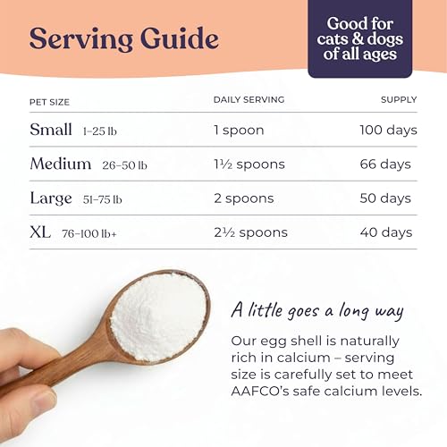 Gentle Creatures Egg Shell Calcium Powder for Pets, Ultra Fine, 7 oz, Highly Absorbable Pet Food Supplement, Made in Germany