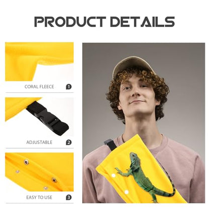 Toyvian Reptile Carrier Bag Portable Lizard Travel Pouch Chest Strap, Lightweight Yellow Crawling Pet Carrying Bag for Bearded Dragon, Snake, Chameleon Outdoor Use