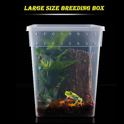 7 Pack Large Size Reptile Feeding Box Gecko Plastic Transparent Breeding Box for Snake Tree Frog Bearded Dragon Lizard Spider Praying Mantis (7.8" x 7.8" x 9.8")