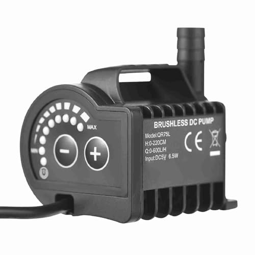 6.5W Electric with 8 Adjustable Levels, 7.2ft Lift Height, 5V USB Mini Fountain Pump for Aquarium, Fountain, Cooling (QR75L) - color: Qr75l